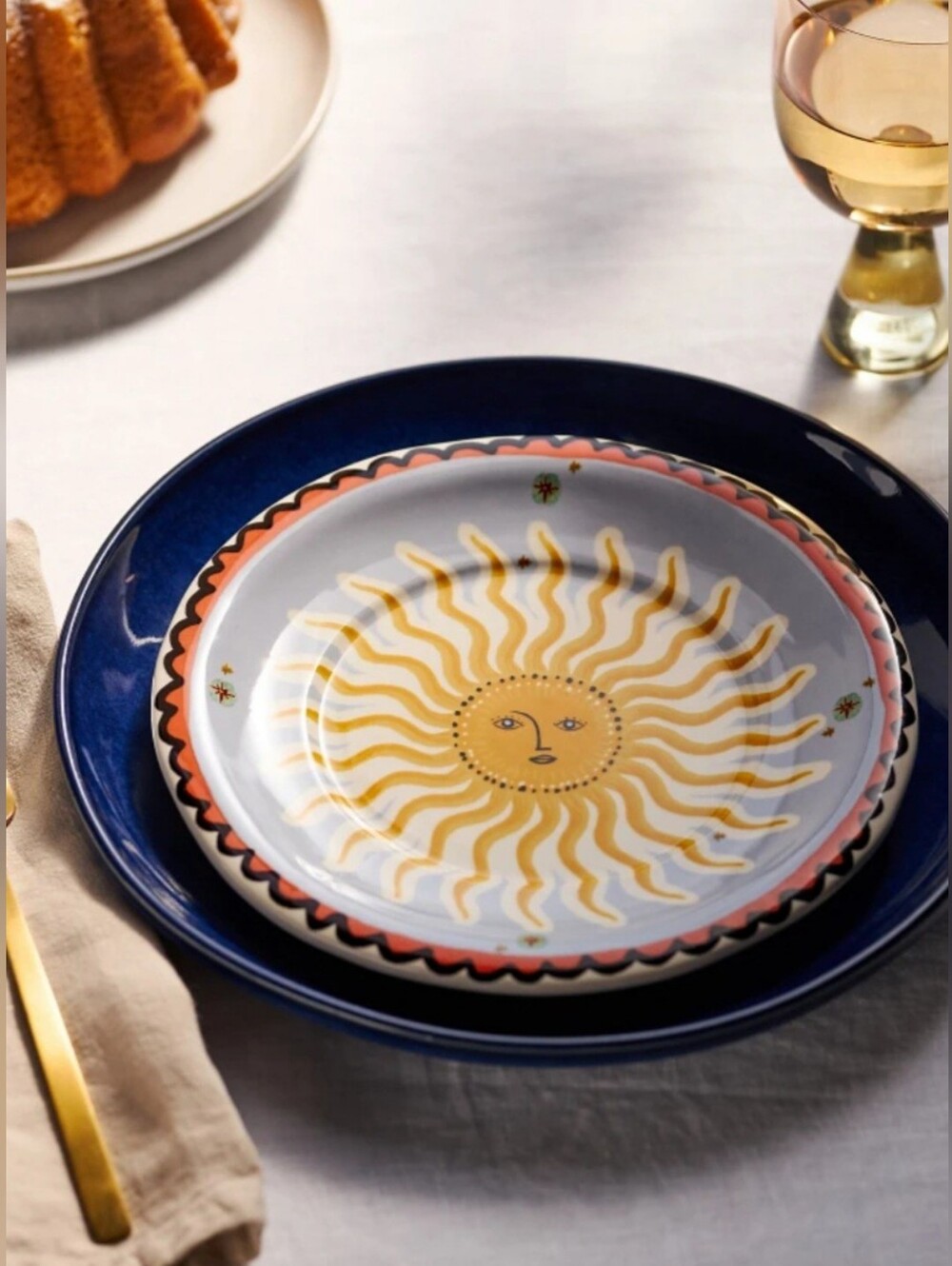 Anthropologie, Handpainted Fortune Stoneware Dessert Plate In Sky
